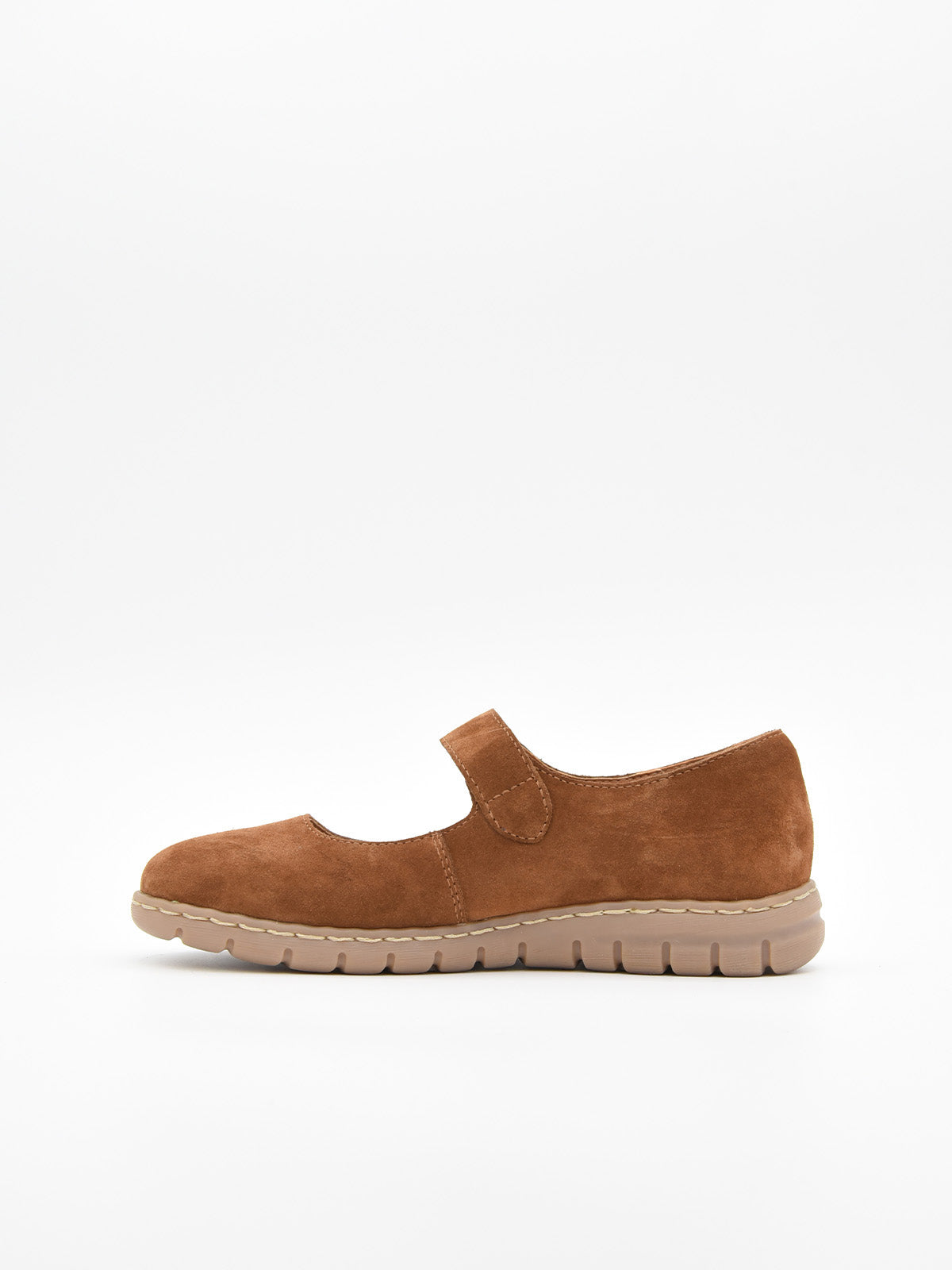 Bailarina de piel color cuero con velcro y suela flexible
