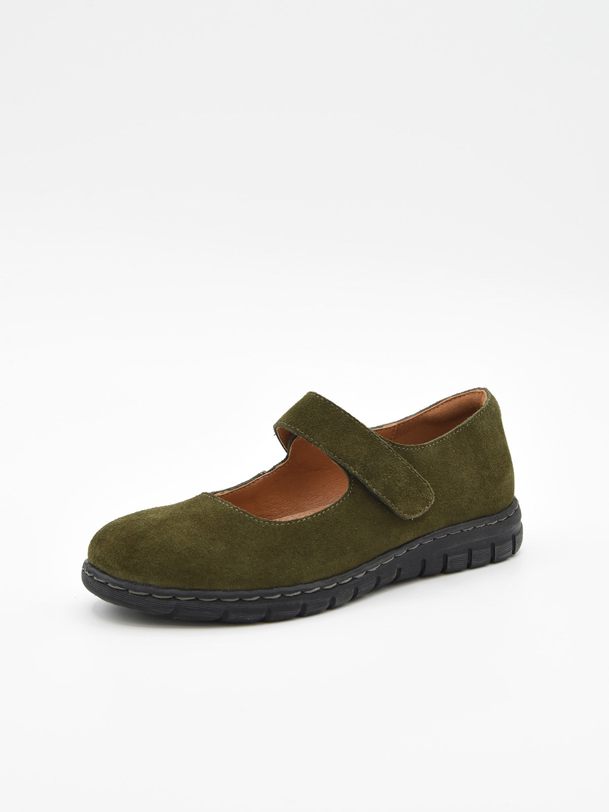 Bailarina de piel color khaki confort