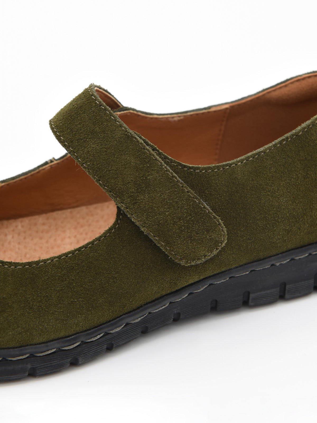 Bailarina de piel color khaki confort