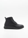 Botín negro de piel estilo combat con cremallera lateral