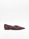 Bailarina charol burdeos con doble pulsera y punta fina